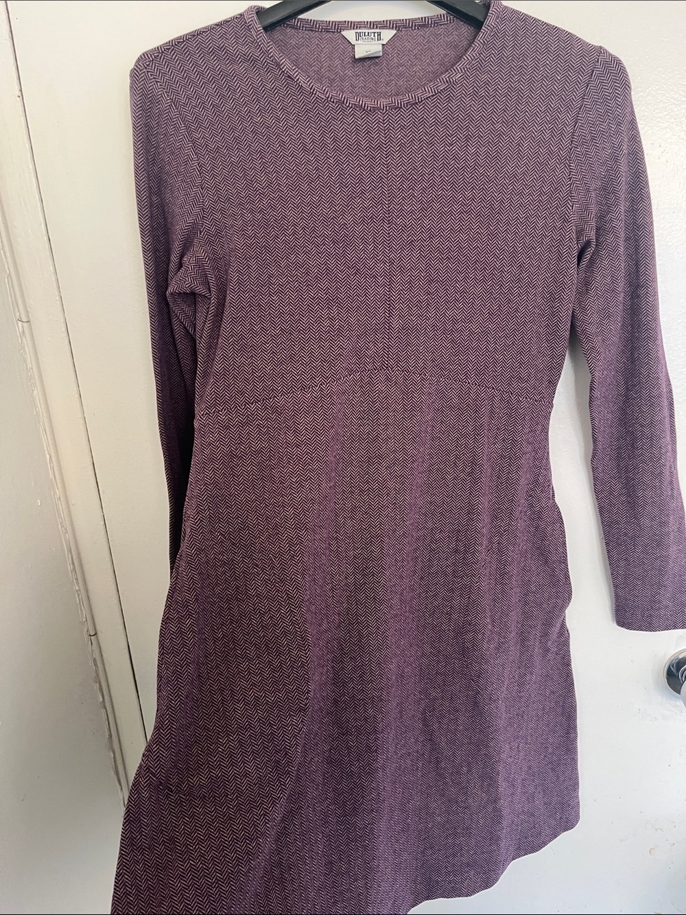 Duluth Trading. Long Sleeve Knit Dress in Plum - Picture 4 of 7